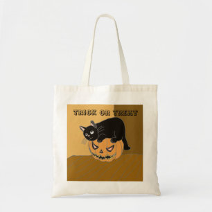 Cat and Pumpkin Halloween Tote Bag