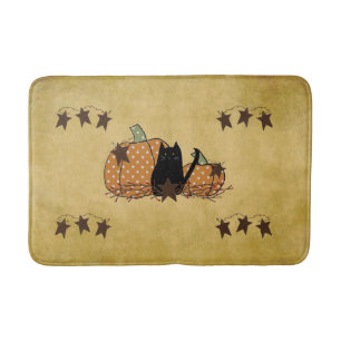 Cat And Pumpkins Bath Mat