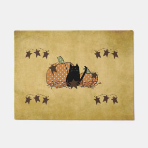 Cat And Pumpkins Doormat