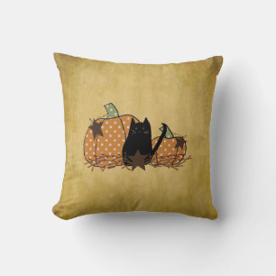 Cat And Pumpkins Pillow