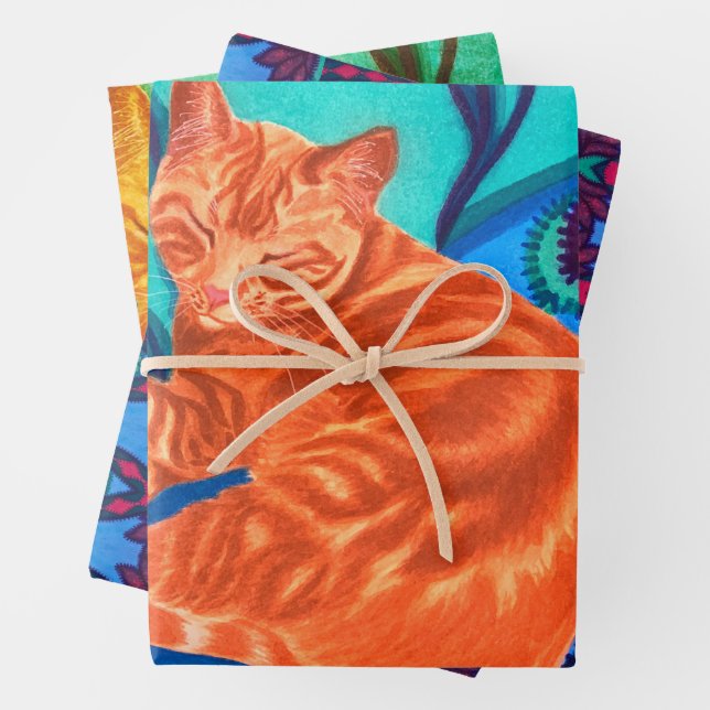 Cat and Quilt Wrapping Paper Sheet (In situ)