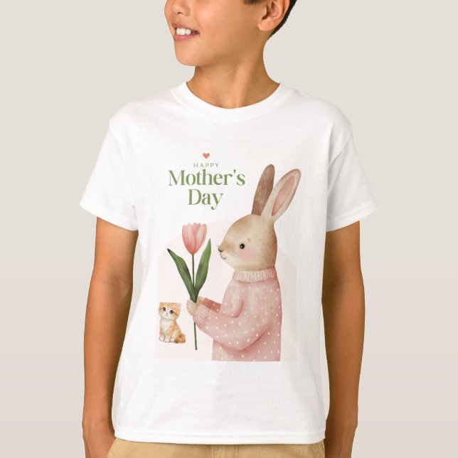 Cat and rabbit design t-shirt (Devant)