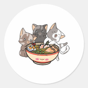 Cat and Ramen Cats Eating Ramen Classic Round Sticker
