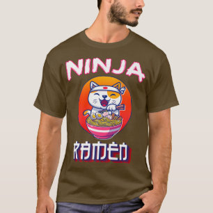 Cat And Ramen Kawaii Anime Funny Japanese T-Shirt