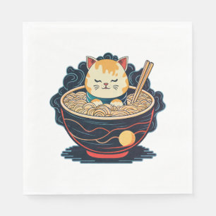 Cat and ramen napkin