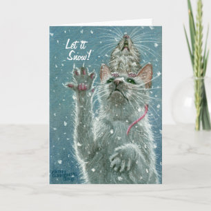 Cat and Rat Greeting Card, Let it Snow! Holiday Card