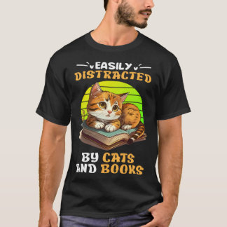 Cat  and Reading Cat Fans Books booknerd Book T-Shirt
