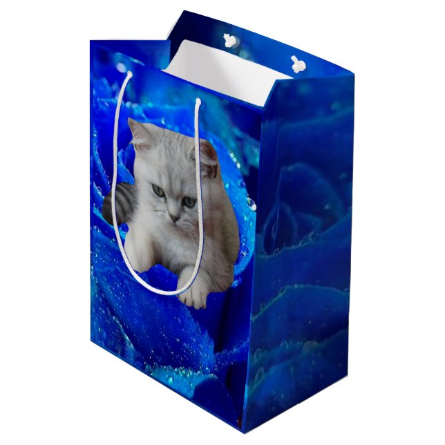 Cat and Rose Medium Gift Bag (Back Angled)