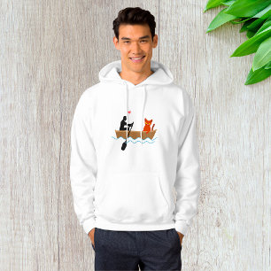 Cat and Rower in Boat Funny Whimsical Pet Lover Hoodie