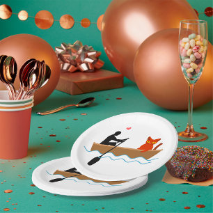 Cat and Rower in Boat Funny Whimsical Pet Lover  Paper Plate