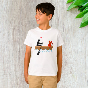 Cat and Rower in Boat Funny Whimsical Pet Lover  T-Shirt