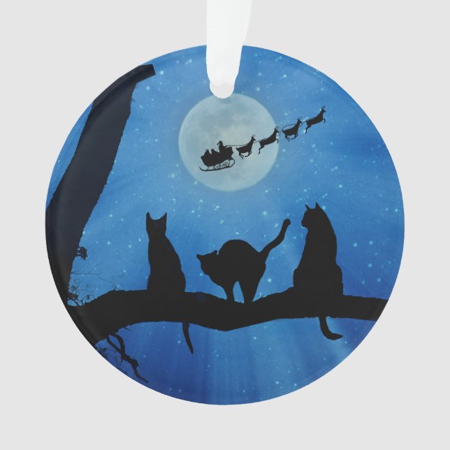 Cat and Santa Christmas Ornament (Front)