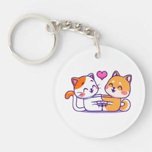 Cat And Shiba Inu Keychain