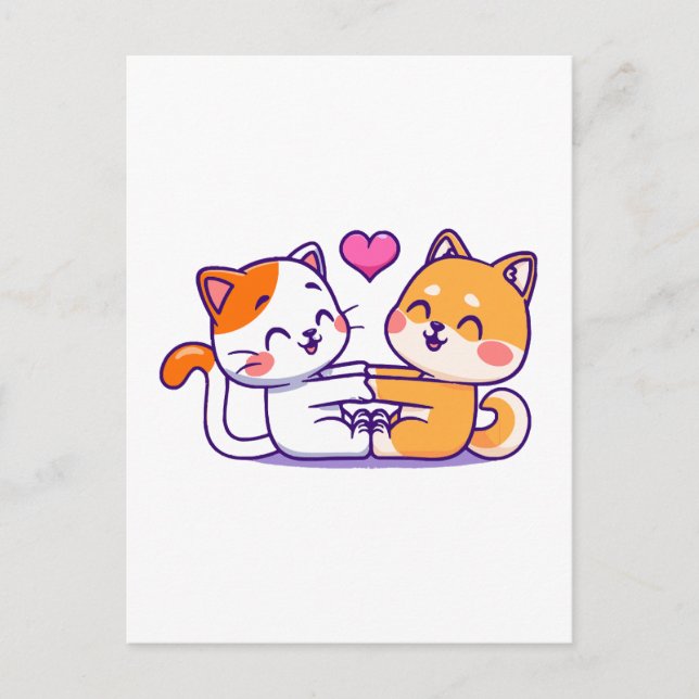 Cat And Shiba Inu Postcard (Front)