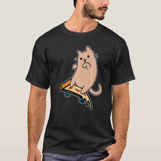 Cat and Skateboard Skateboarding Pepperoni Pizza B T-Shirt