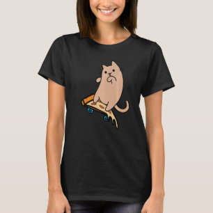 Cat and Skateboard Skateboarding Pizza Board T-Shirt