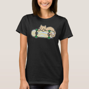 Cat and Skateboard Skateboarding Shy Cat Colour Wa T-Shirt