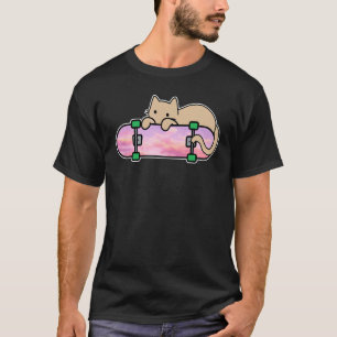 Cat and Skateboard Skateboarding Shy Cat skating o T-Shirt