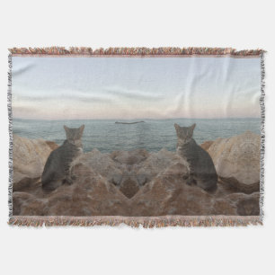 Cat and Sunset Throw Blanket