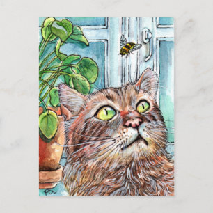 Cat and the Bee Postcard