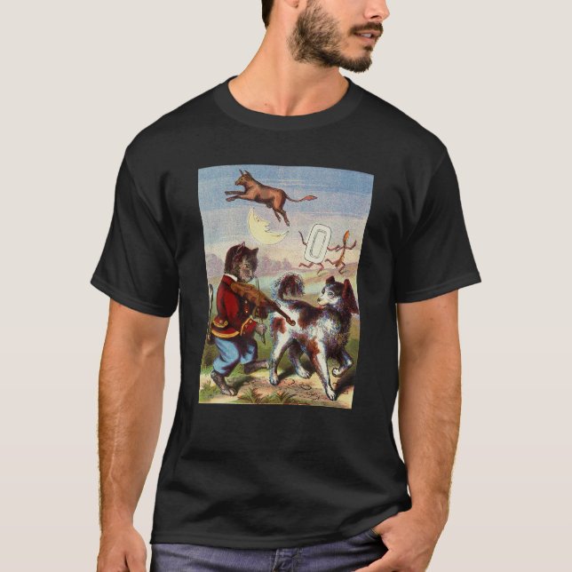 Cat and the Fiddle Nursery Rhyme T Shirt for Kids  (Front)