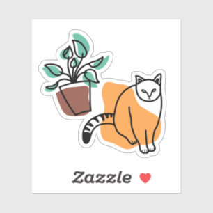 Cat and the plant