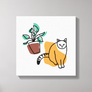 Cat and the plant canvas print