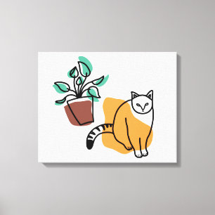 Cat and the plant canvas print