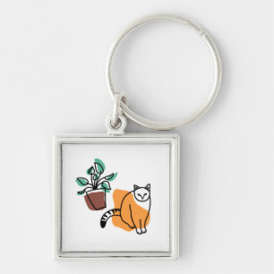 Cat and the plant keychain