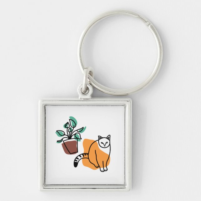 Cat and the plant keychain (Front)
