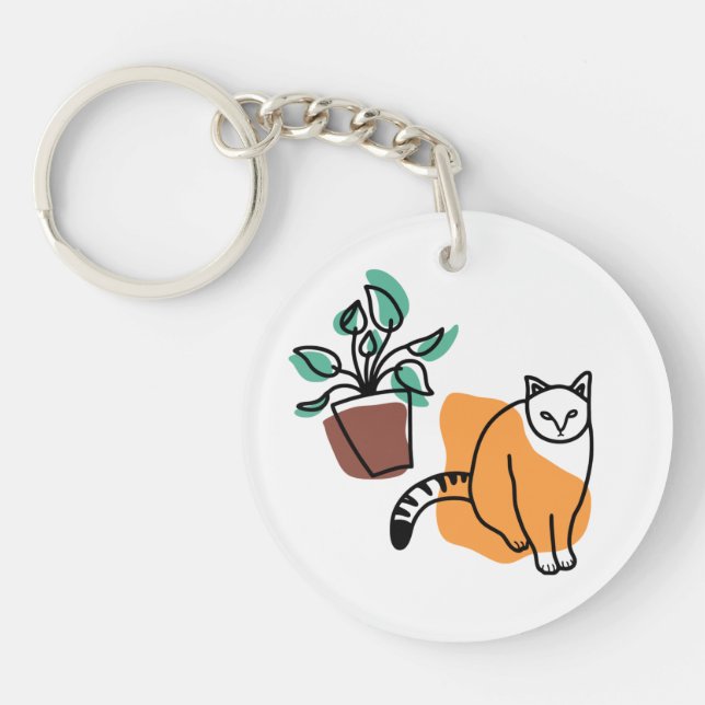 Cat and the plant keychain (Front)