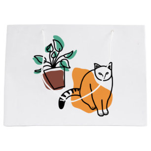 Cat and the plant large gift bag