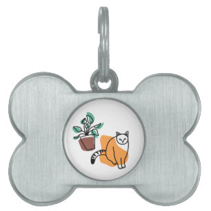 Cat and the plant pet ID tag