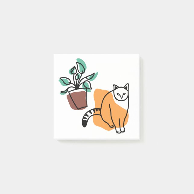 Cat and the plant post-it notes (Front)