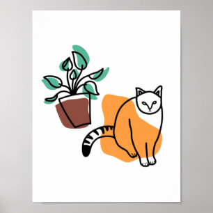 Cat and the plant poster