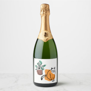 Cat and the plant sparkling wine label