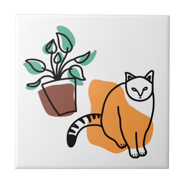 Cat and the plant tile (Front)