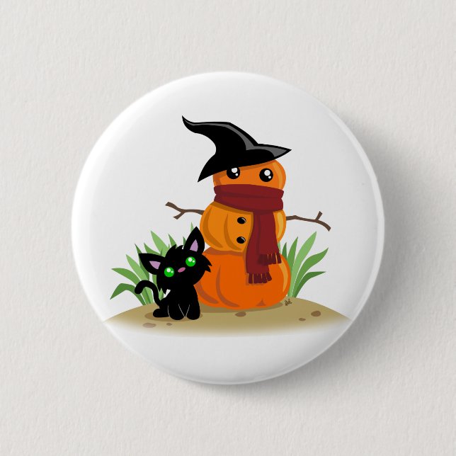 Cat and the Pumpkinman Button (Front)
