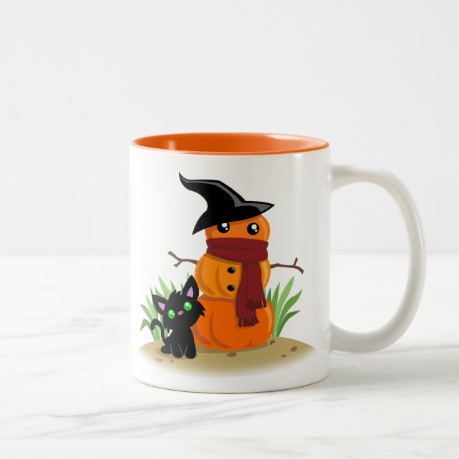 Cat and the Pumpkinman Coffee Mug (Right)