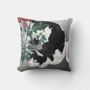 Cat and Tomato, Takahashi Shotei Throw Pillow