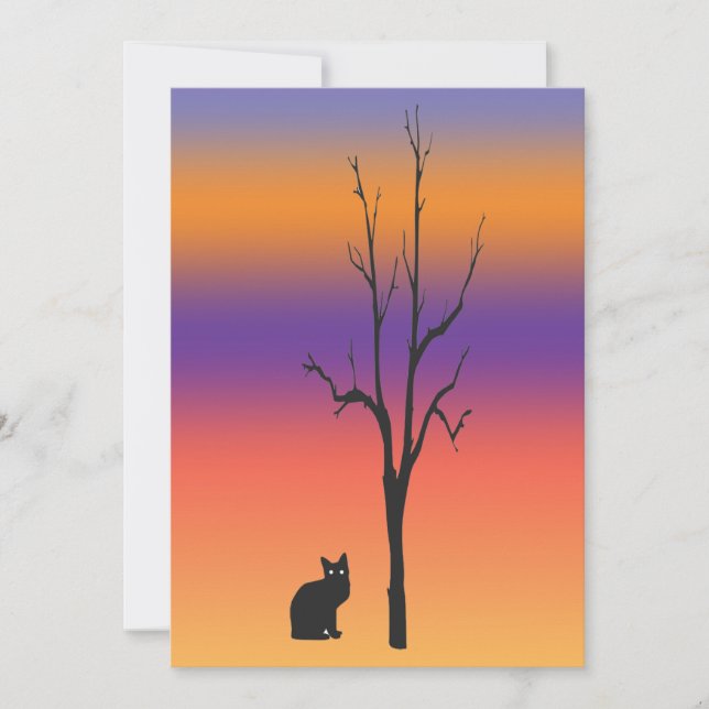 Cat and Tree Halloween Invitation (Front)