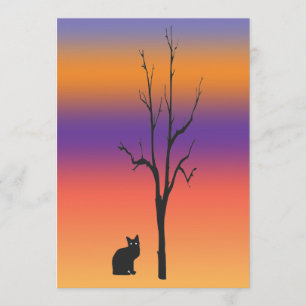 Cat and Tree Halloween Invitation