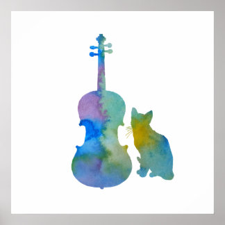 Cat and viola poster