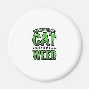 Cat And Weed Vintage Engraving T-Shirt Design_1 Magnet