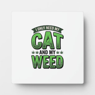 Cat And Weed Vintage Engraving T-Shirt Design_1 Plaque