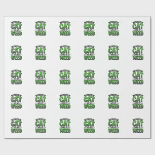 Cat And Weed Vintage Engraving T-Shirt Design_1 Wrapping Paper