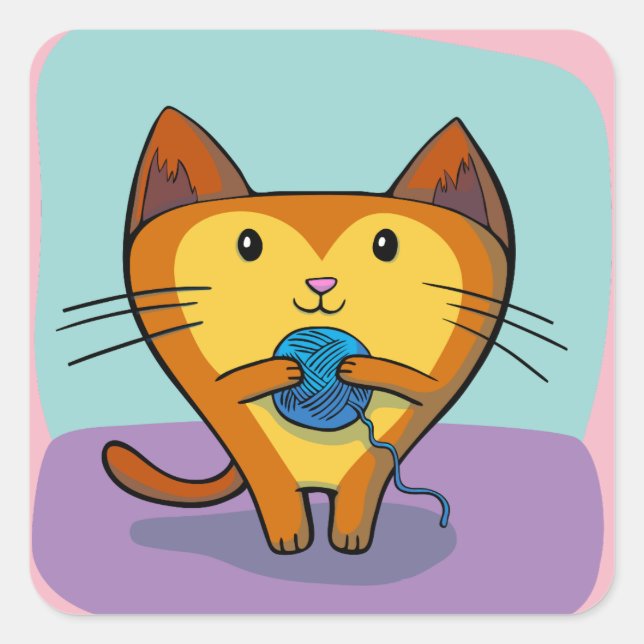 cat and yarn stickers (Front)