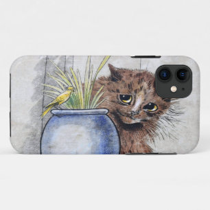 Cat and Yellow Small Bird, Louis Wain iPhone 11 Case