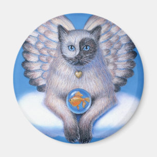 Cat Angel "Kitty Yin Yang" Round Magnet
