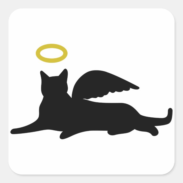 Cat Angel Square Sticker (Front)